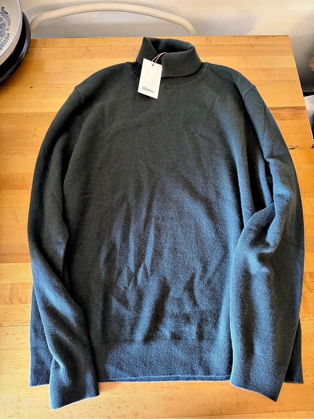 Quince Mongolian Cashmere Turtleneck Sweater Moss Green XL